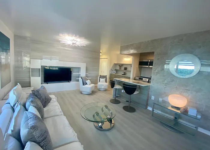 Panoramic Luxurious Waterfront One Bedroom Apartment With Miami Skyline View Free Parking 5Min Drive To Miami Beach